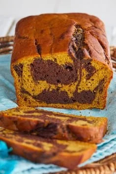 PeaceofCakes pumpkin and chocolate marble loaf cake